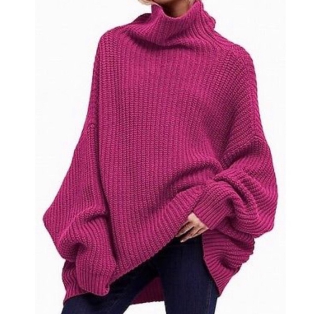 Free People Magenta Turtleneck Sweater